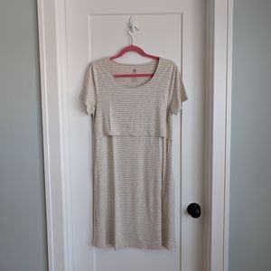 Kindred Bravely Eleanora Bamboo Maternity & Nursing Lounge Dress, Large, Oatmeal